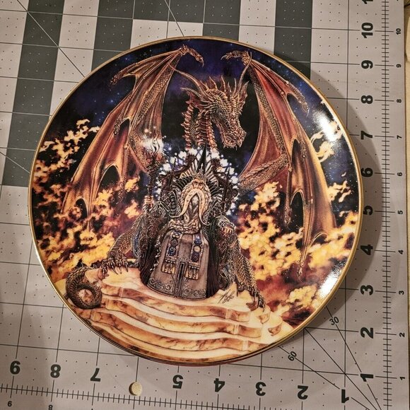 Vtg Franklin Mint DRAGON FIRE Myles Pinkney EDITION PLATE Royal Doulton Rc 2120 - Picture 3 of 9